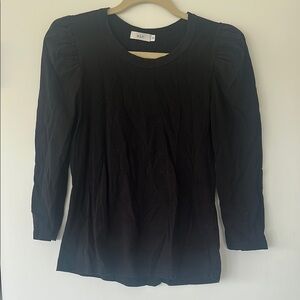 A.L.C. Black Pleated 3/4 Sleeve Blouse
